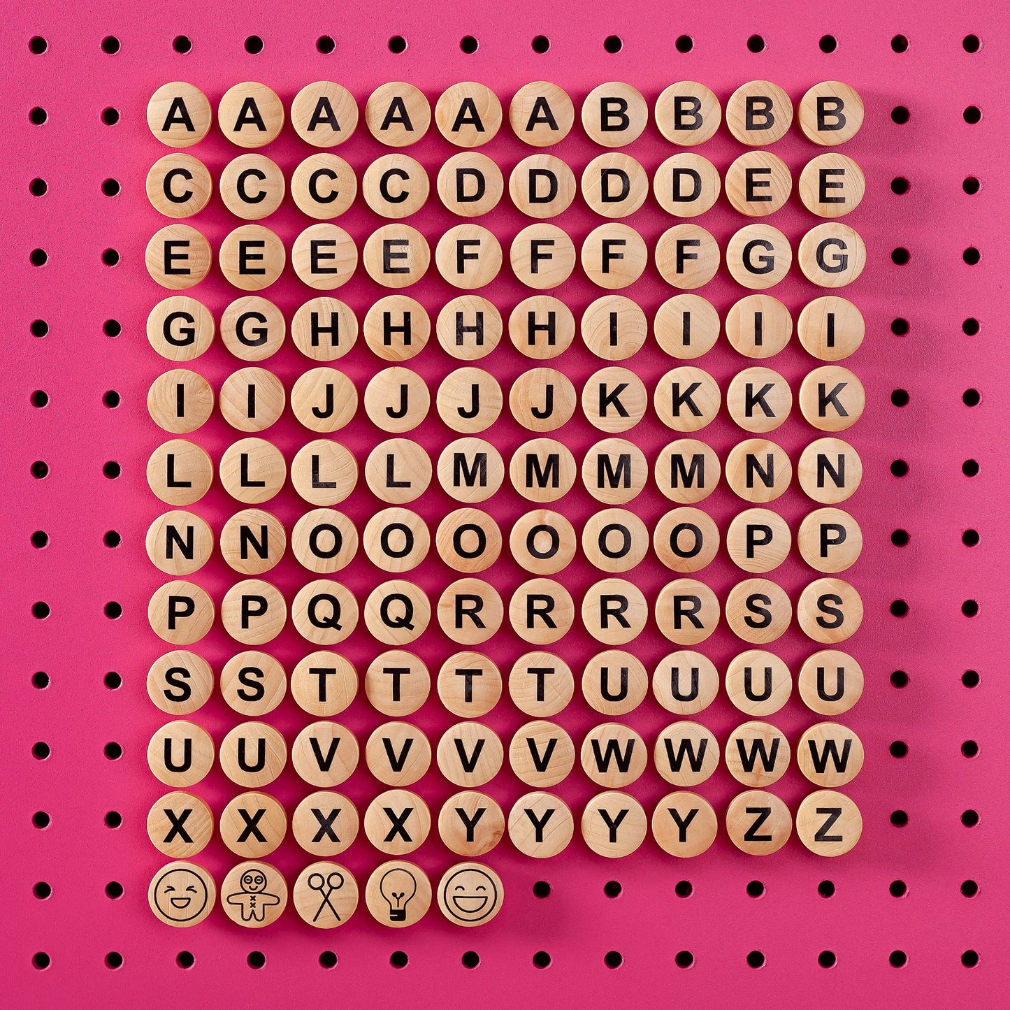Craft Room Pegboard Letters for Pegboard Craft Peg Board Organizer Accessories | 115 Pegboard Decoration Blocks with Emojis - Round