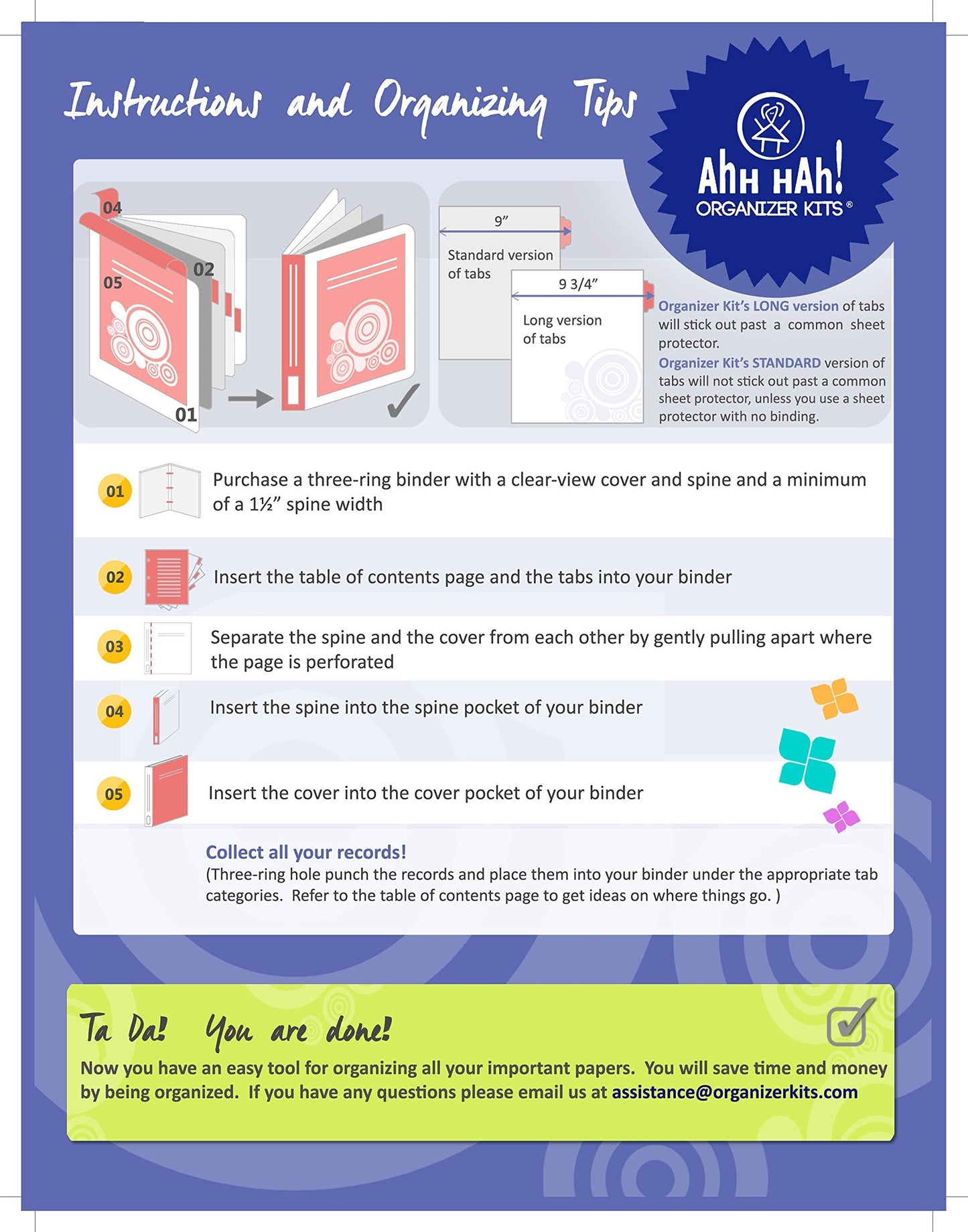 Ahh Hah! Organizer Kit: Home Records - Index Tabs for a Three-ring Binder (Binder not included))