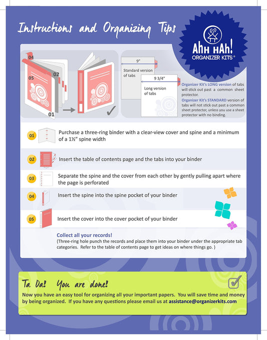 Ahh Hah! Organizer Kit: Home Records - Index Tabs for a Three-ring Binder (Binder not included))