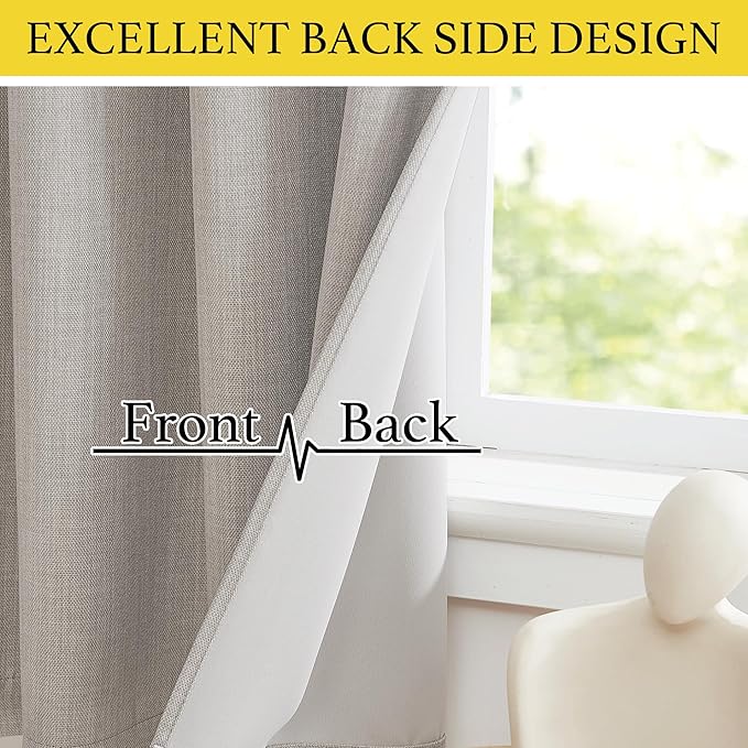NICETOWN Valances for Bedroom, Farmhouse Windows Blackout Thermal Insulated Valance Tiers for Living Room Short Curtains for Loft Basement Window Covering, 34" W x 36" L, Angora, 2 Panels