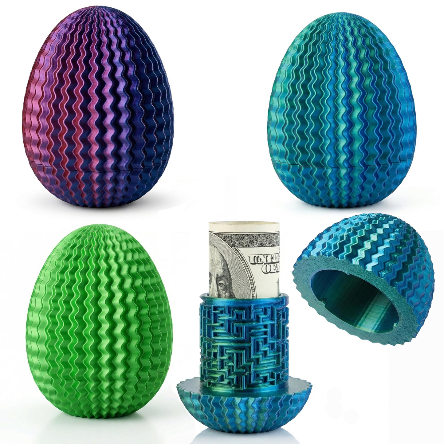 Vernargoo 3 Pack Egg Mystery Puzzle with Hidden Compartment – Plastic Money Box & Puzzle Box for Cash Gift, Brain Teaser Puzzles, Birthday Money Pull Box, Puzzle Storage Cash Box Gift Box