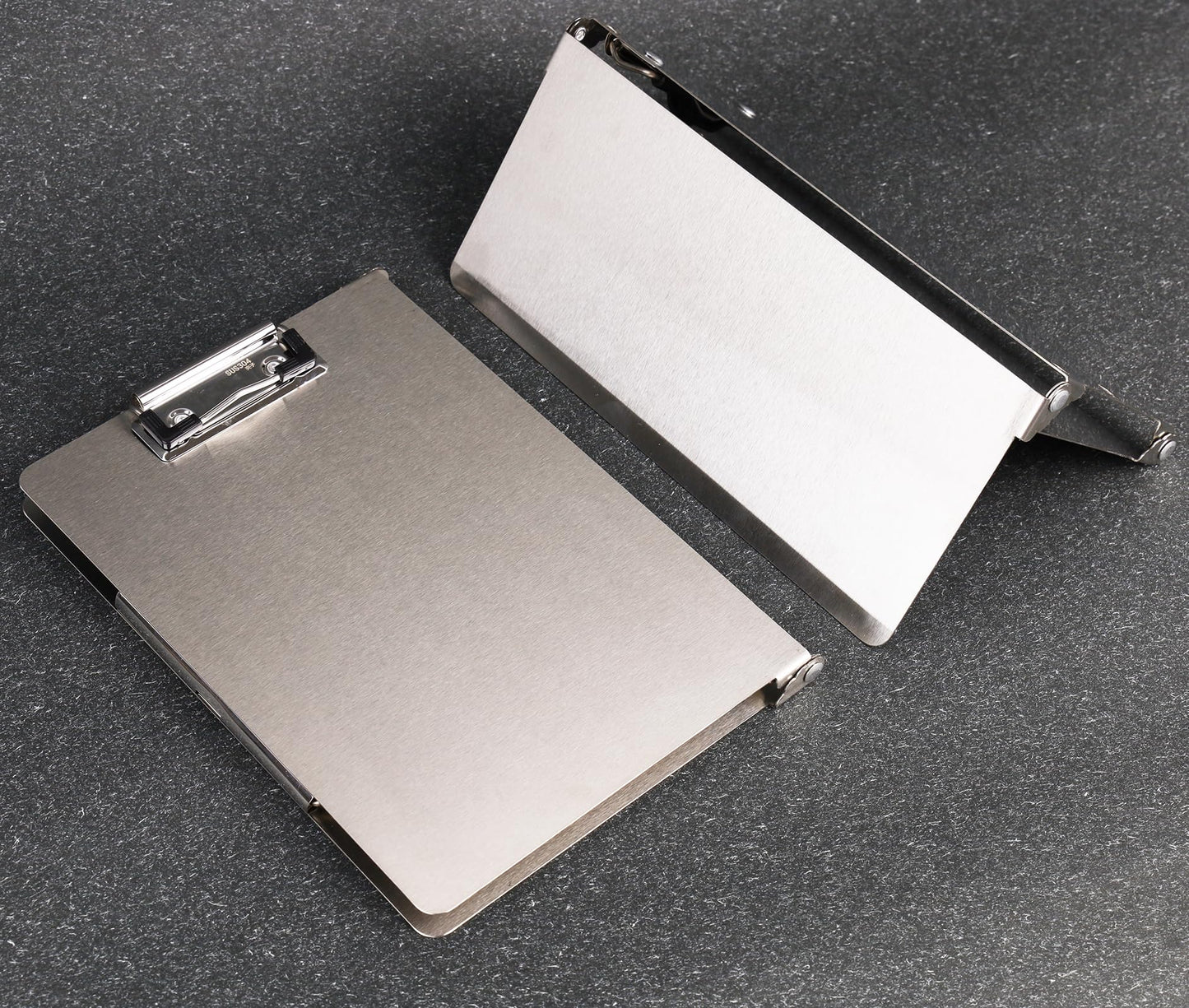 Foldable Stainless Steel Clipboard with Shoulder Strap - Adjustable Size, Portable & Durable for Work, School, Field (A4 to A5)
