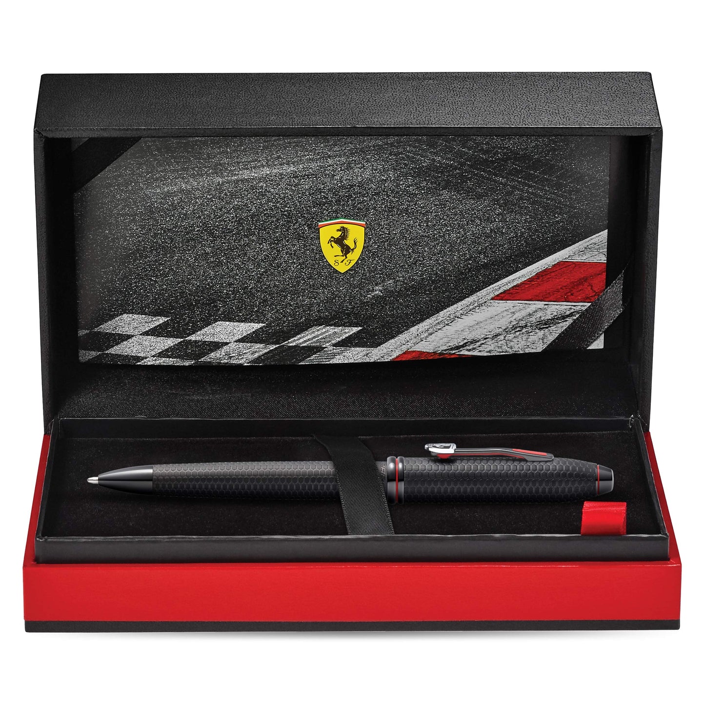 Cross Townsend Collection for Scuderia Ferrari - Brushed Black, Etched Honeycomb Pattern Ballpoint Pen