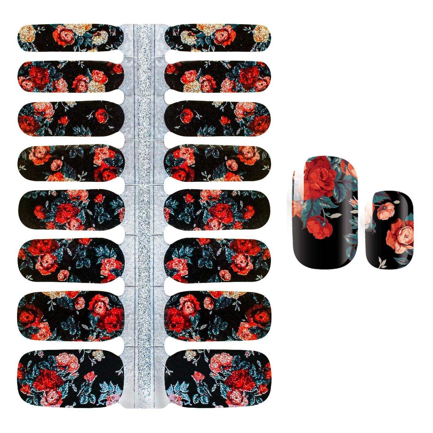 SILPECWEE 5 Sheets Flower Nail Wraps Stick on Nail Polish Strips Gel Nail Strips Self Adhesive Nail Polish Stickers Fingernail Manicure Sticker Nails for Women with 1pc File
