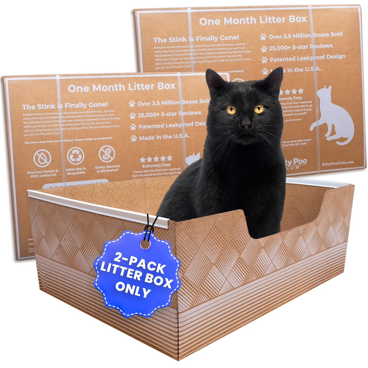 Kitty Poo Club Disposable Cat Litter Box 2-Pack with Corn & Wheat Litter