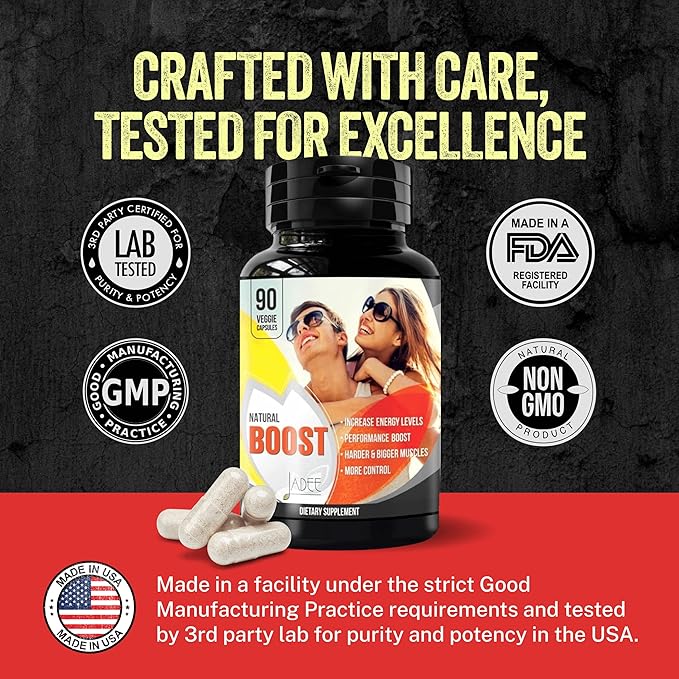 Boost for Him Male Enhancement Pills - Increase 2" in 60 Days with Our Enlargement and Enhancing Formula, Testosterone Booster for Men, Promote Size, Strength, Energy, Stamina, Last Longer Drive