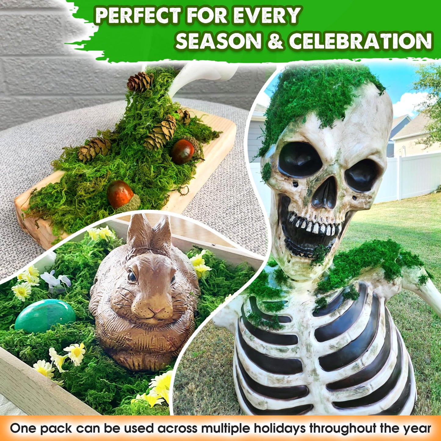 DUSPRO Green Forest Moss for Crafts, Real Dried Decorative Moss for Indoor Planter Soil Cover, Table Centerpieces, Wedding, Easter & Christmas Decor, DIY Projects, 1.25 Lbs
