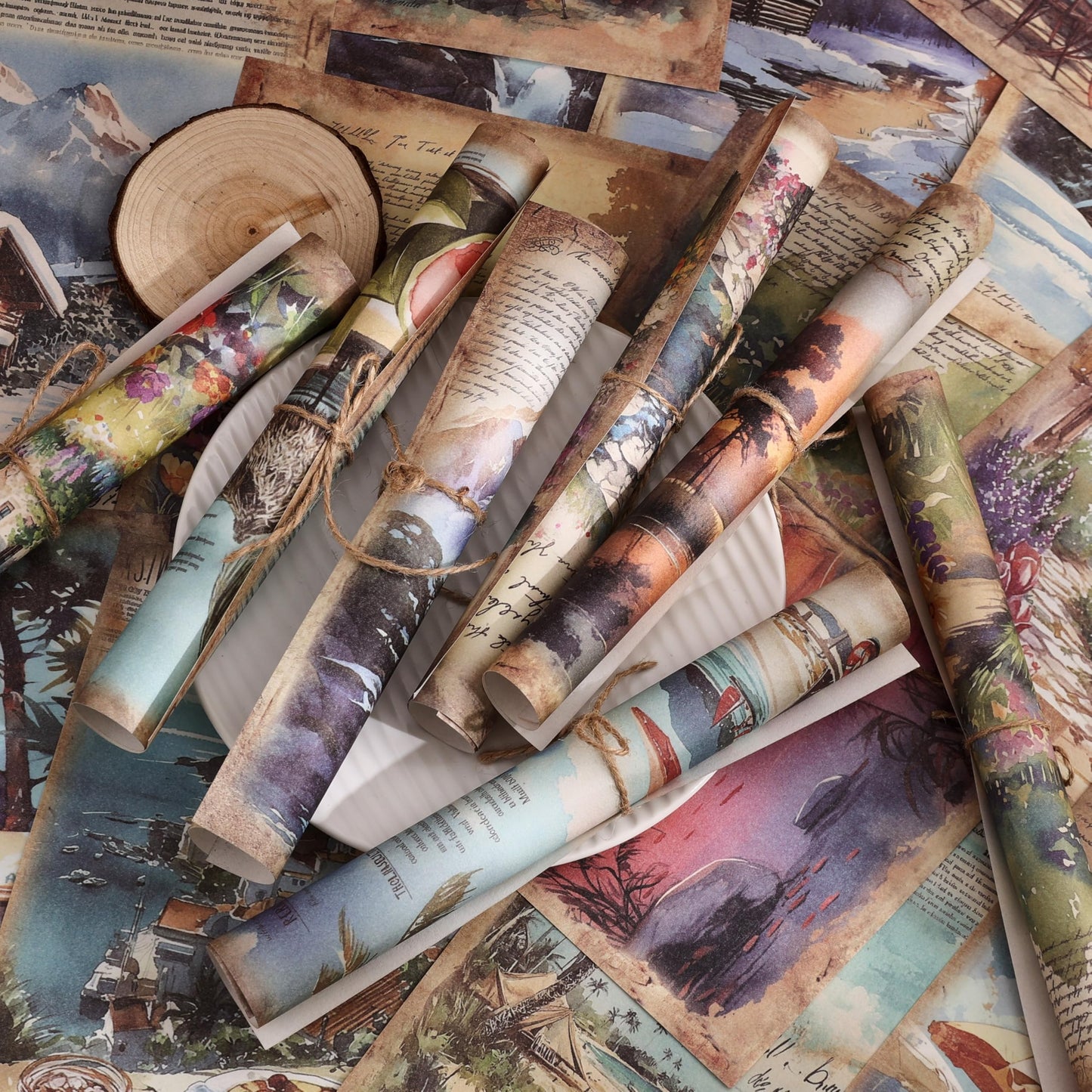 160 Sheets Vintage Scrapbook Paper Set - 8 Nature Impressions Themed Aesthetic Natural Scenery Patterns, Journaling Scrapbooking Supplies Craft Decoupage Papers Kit, for Junk Journals Collage Making