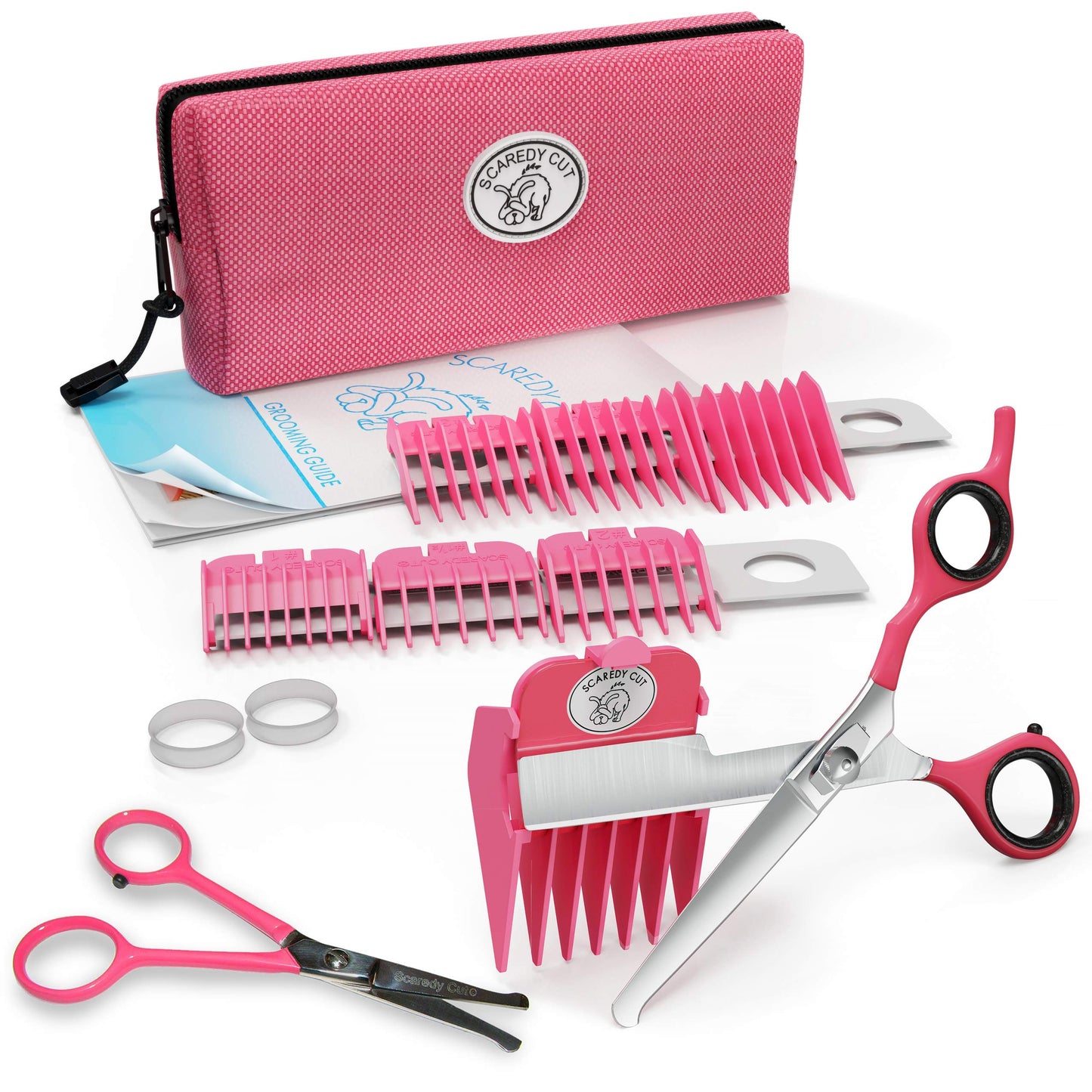 Scaredy Cut NO Buzz Dog Clippers, Tiny Trim Safety Scissor. A Silent Low Noise Pet Grooming Clipper, Right Handed Pink