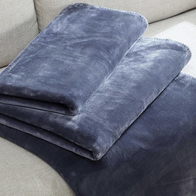 Calvin Klein - King Blanket, Super Soft Plush Bedding, Luxury Bed Blanket, Oeko-Tex Certified (Modern Reversible Solid Blue, King)