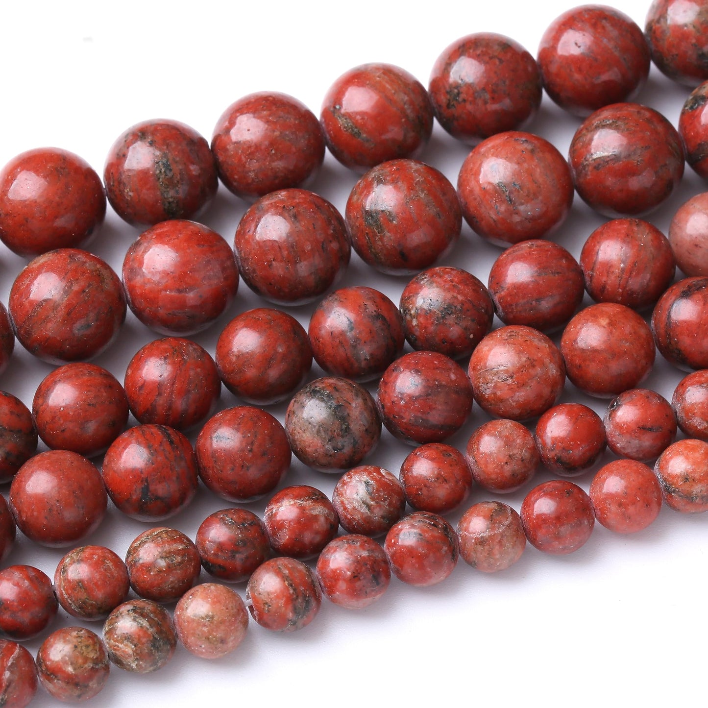48PCS 8MM Natural Red Seasame Jasper Stone Beads Energy Healing Beads for DIY Jewelry Bracelet Necklace Making for Jewelry Making 15Inch