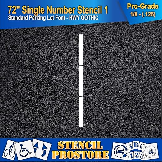 Pavement Stencils - 72 inch Single Number Stencil - 1-72" x 3" x 1/8" (128 mil) - Pro-Grade