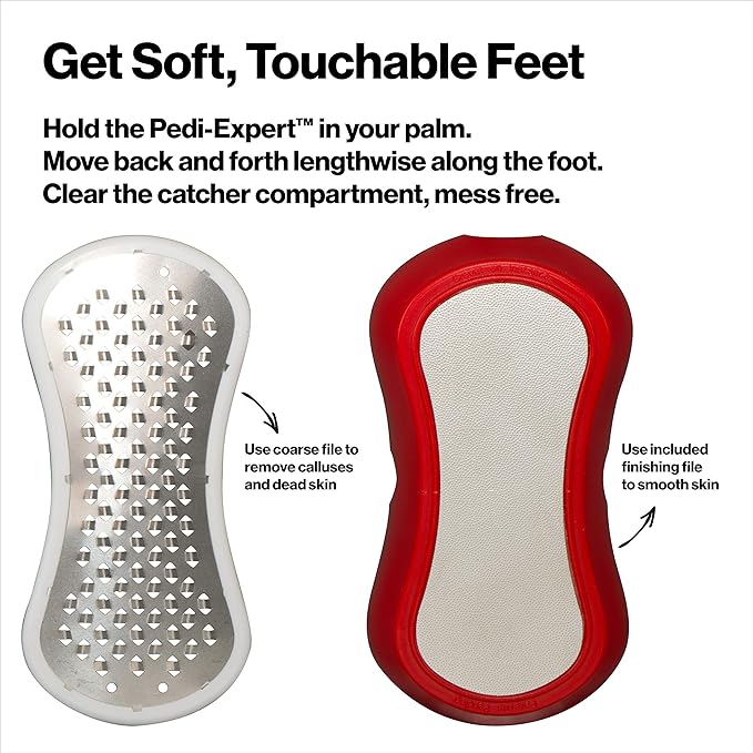 Revlon Pedicure Kit, PediExpert Foot File, Callus Remover & Nail Clipper, Nail Care Tools, Easy to Use, Stainless Steel, 3 Piece Set