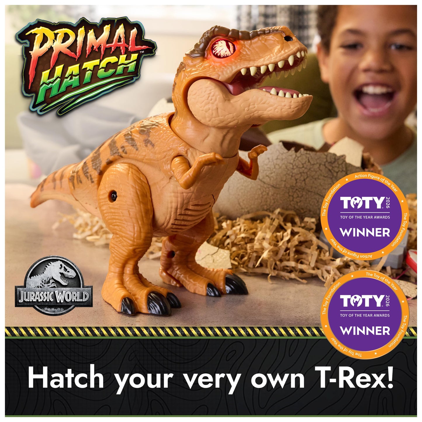 Primal Hatch Jurassic World Interactive Toy Dinosaur & Egg, Hatch & Train Your own Baby Dino with 100+ Sounds & Reactions, Kids Toys for Boys & Girls Aged 5 & Up