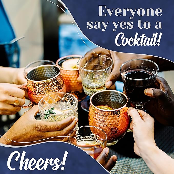 Moscow Mule Mugs Set of 24| Food Safe | High Grade Stainless Steel Mugs with Pure Copper Plating | Brass Handles with Thumb Rest |19 OZ | Large Size