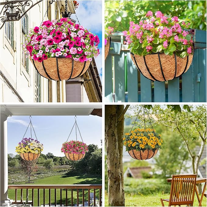 Y&M 2pcs 20“ Round Coconut Fiber Liner, 20'' Coco Liner Pre-Formed Replacement for Wall Hanging Planter Basket