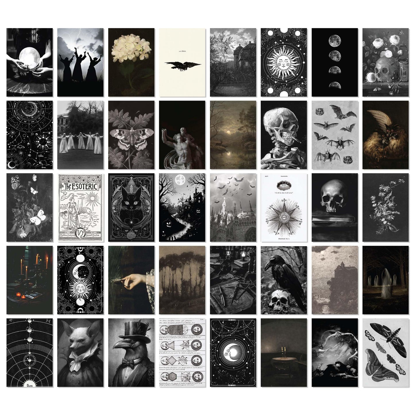 97 Decor Witchy Decor Aesthetic - 40 Pcs Gothic Posters Moody Spooky Home Decors, Gothic Halloween Decorations, Scary Creepy Wall Art Prints, Dark Witchy Wall Collage (4"x6")