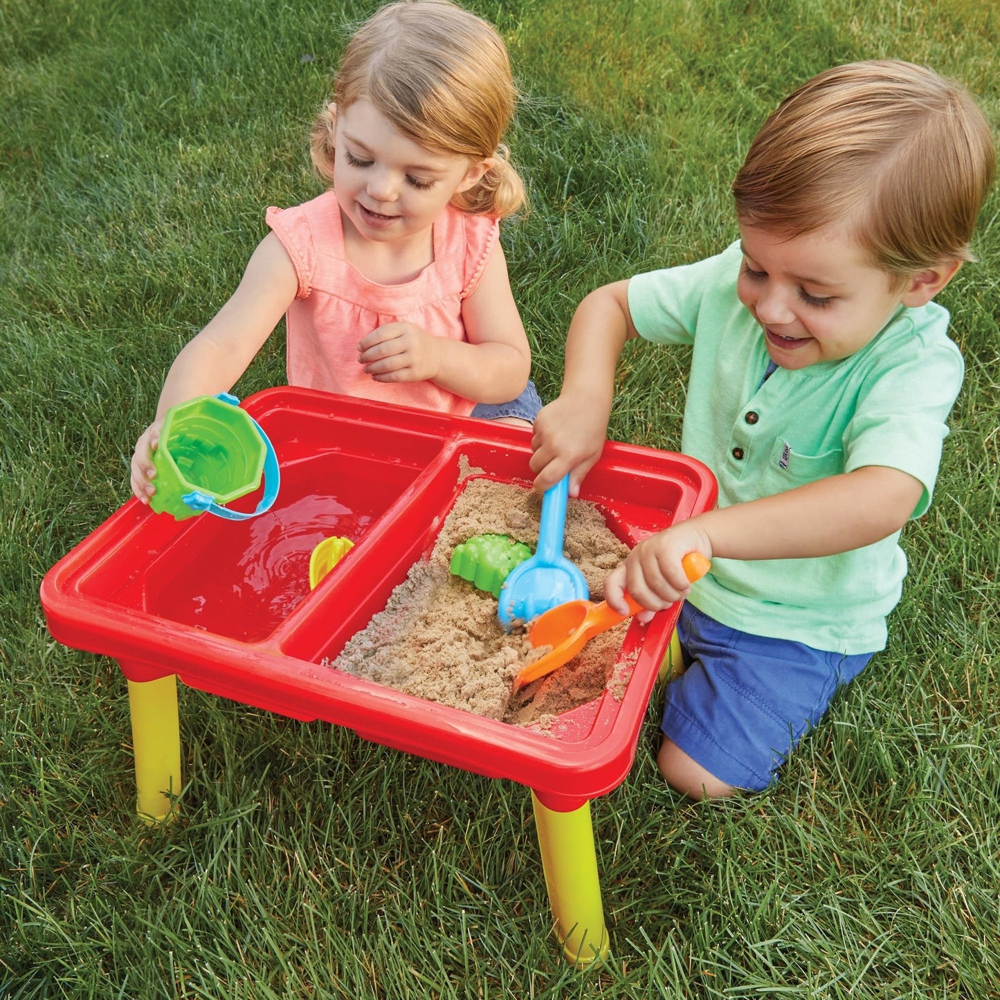Toddler Sensory Kids Table with Lid | Sensory Bin | Kidoozie | Mega Block Compatible Lid | Indoor Outdoor Use , Red, G02521 17 x 12.5 x 11 inches