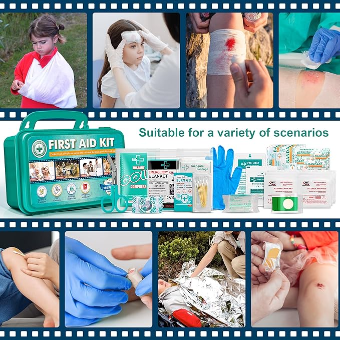 General Medi 150 Pieces Hardcase First Aid Kit - First Aid Box Contains Premium Medical Supplies for Travel, Home, Office, Vehicle, Camping, Workplace & Outdoor (Pack of 2)