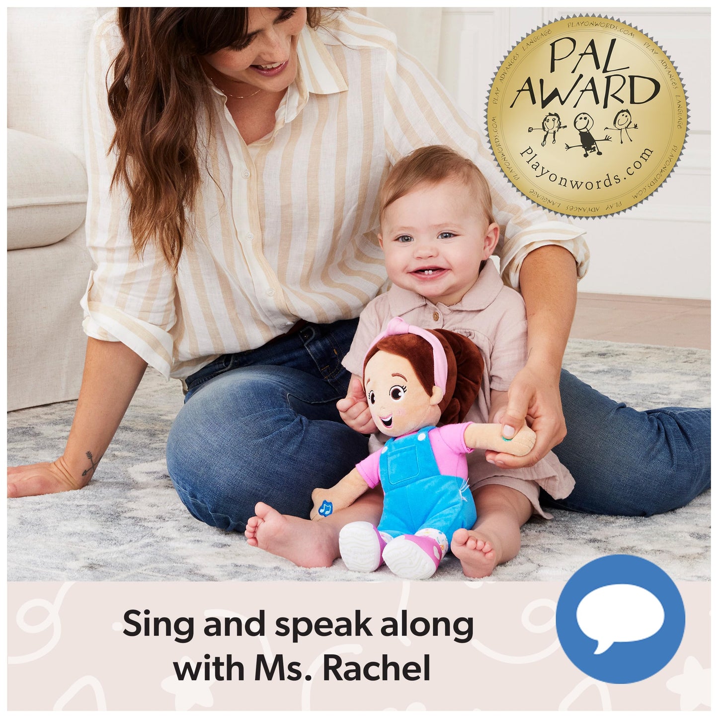 Ms. Rachel Official Speak & Sing Doll, 16” Tall Interactive Toy with 4 Songs & 16+ Phrases, Toddler Toys for Girls & Boys Ages 6 Months to 3+ Years.