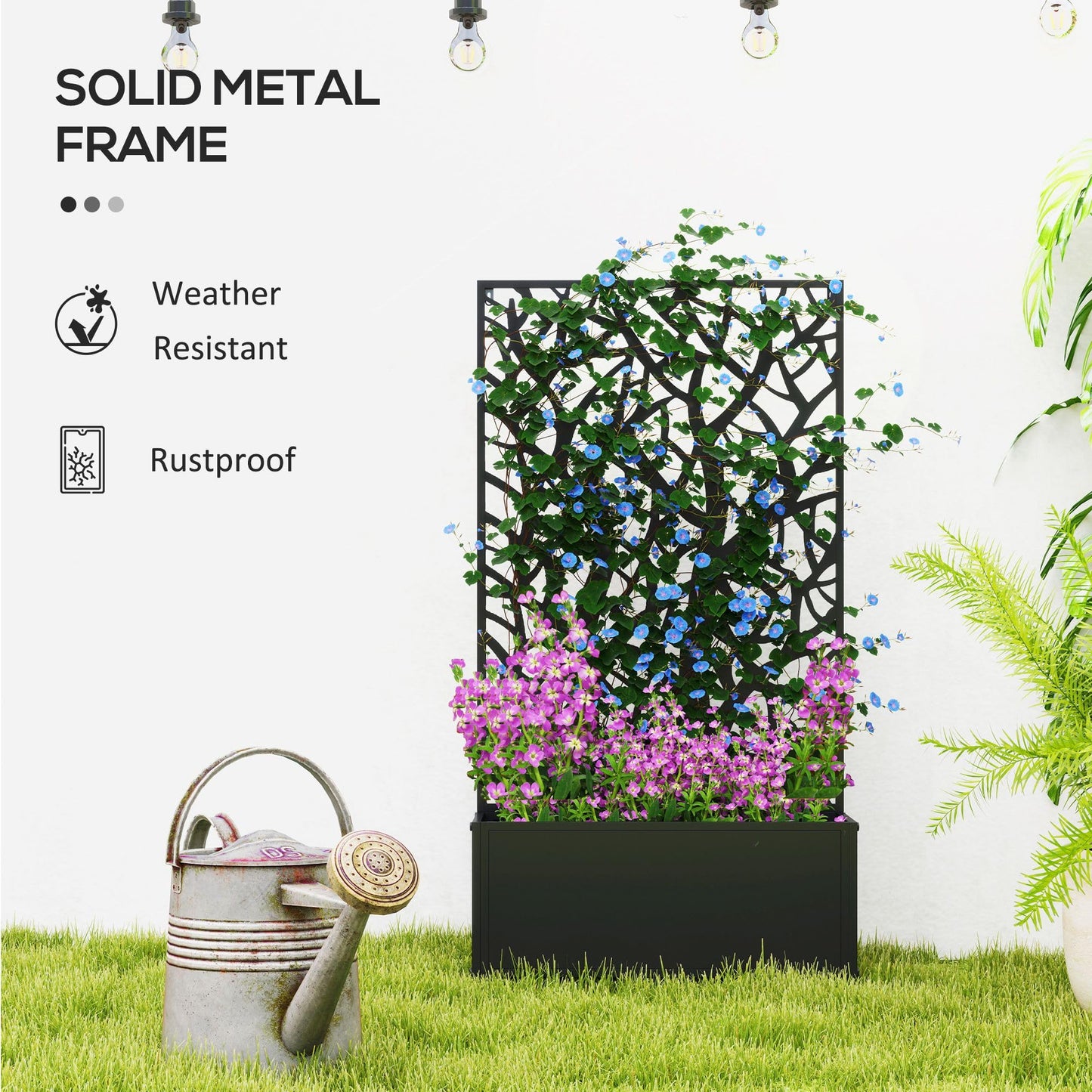 YBCHFGA Metal Raised Garden Bed with Privacy Panel