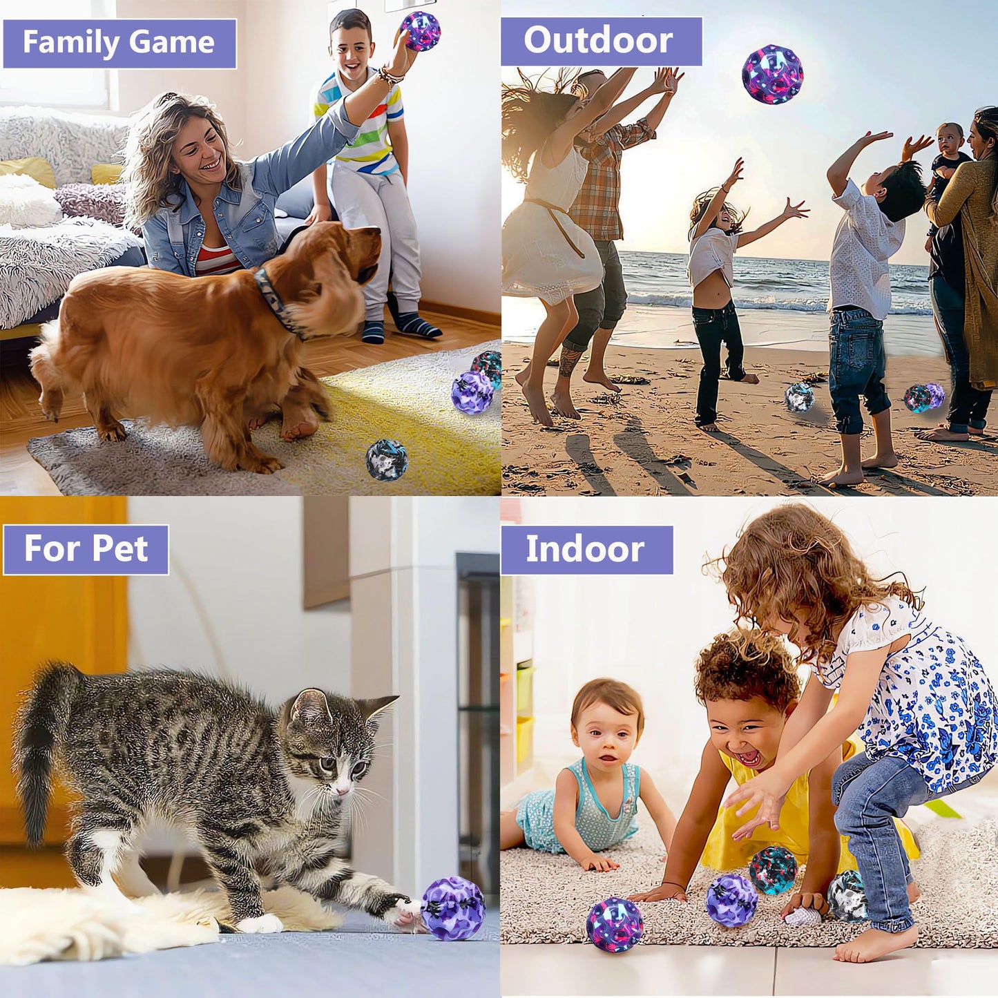 Tendry Extreme Super High Bouncing Ball Moon Shape for Kids of All Ages, Improve Hand-Eye Coordination, Easy to Grip and Catch by Athletes as a Sport Training Balls (4 Pcs)
