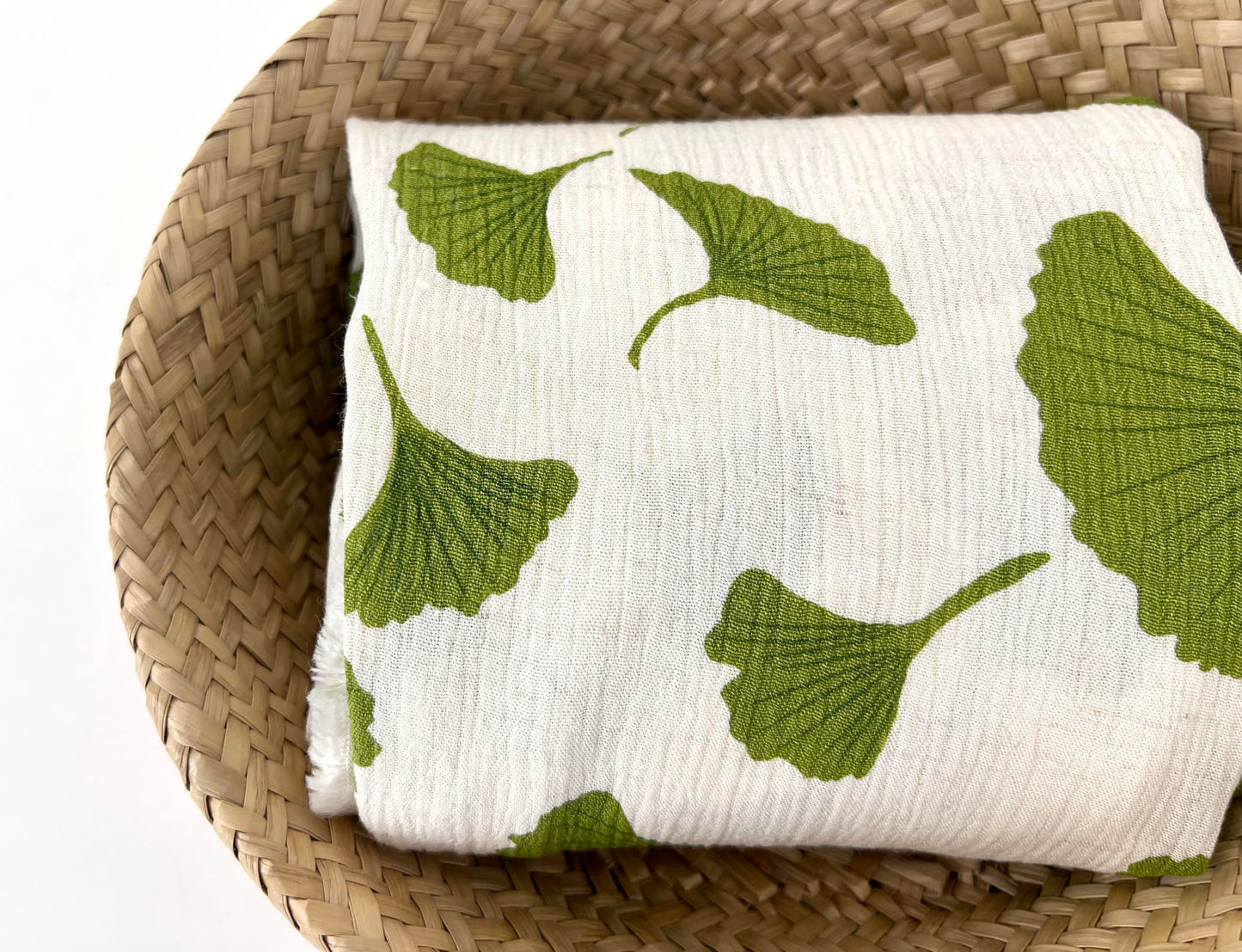 Linen Rayon Blend Fabric by The Linen Lab – Lightweight, Soft, 42"~43" Wide, Pre-Washed Material for Sewing, Clothing, Crafts & DIY (1 Yard pre Cut, Green Ginkgo with Subtle Wrinkle Effect)