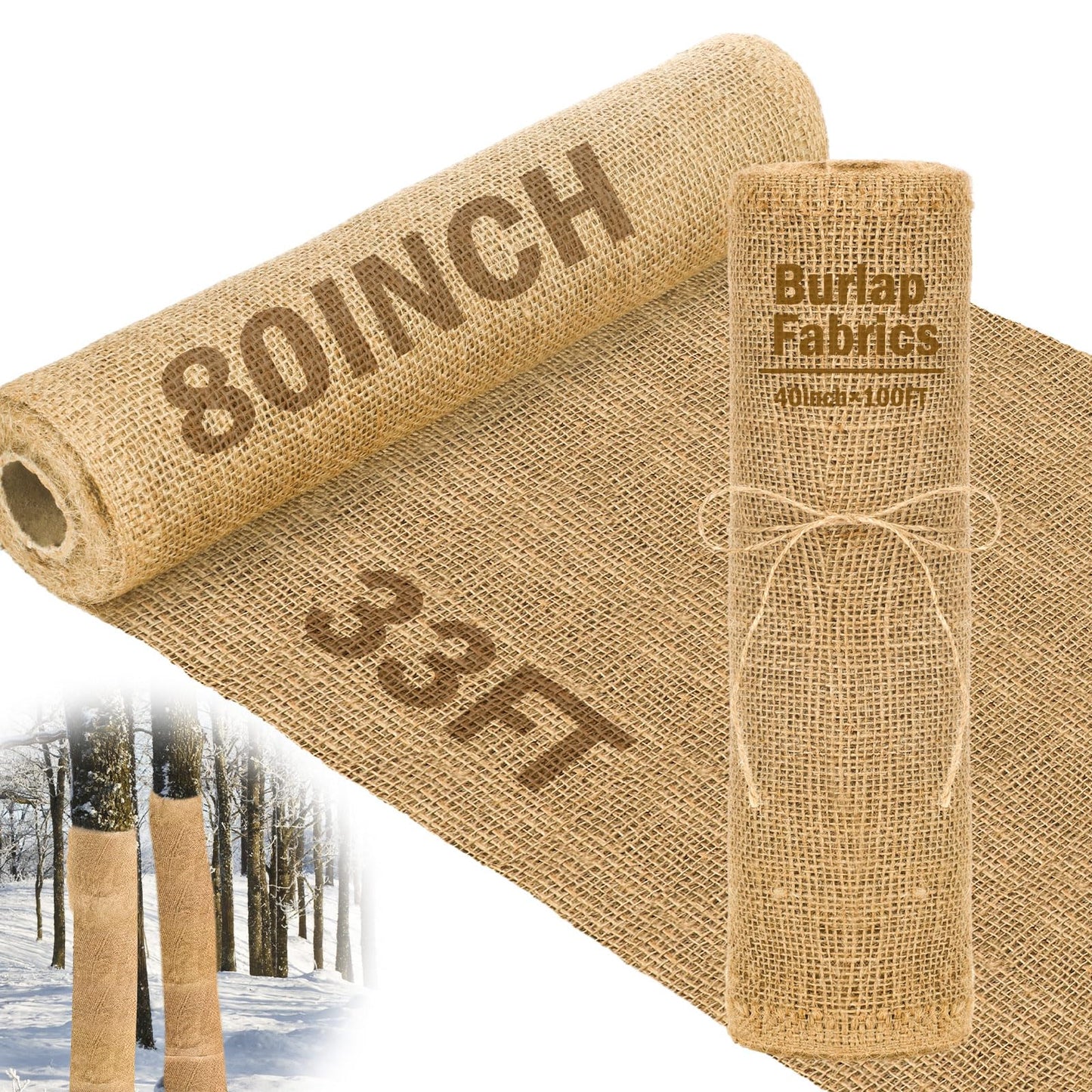 Buryeah 80 Inch x 33 ft Burlap Fabrics Roll Natural Burlap Garden Multipurpose Weed Barrier Garden Landscape Blankets Cloth Weed Barrier Fabric Jute for Outdoor Home Craft Shrubs Party Decor