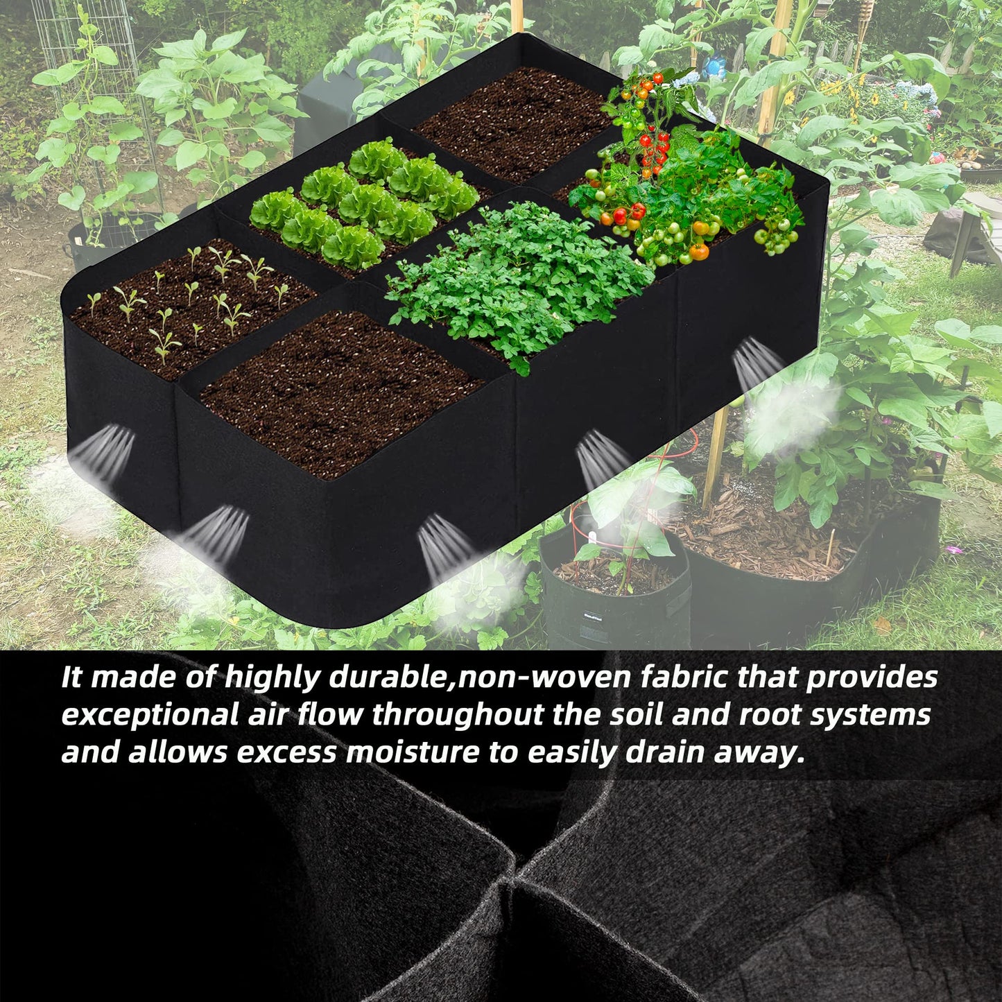 CJGQ Fabric Raised Garden Bed 4x2x1ft Garden Grow Bed Bags for Growing Herbs, Flowers and Vegetables 55 Gallon