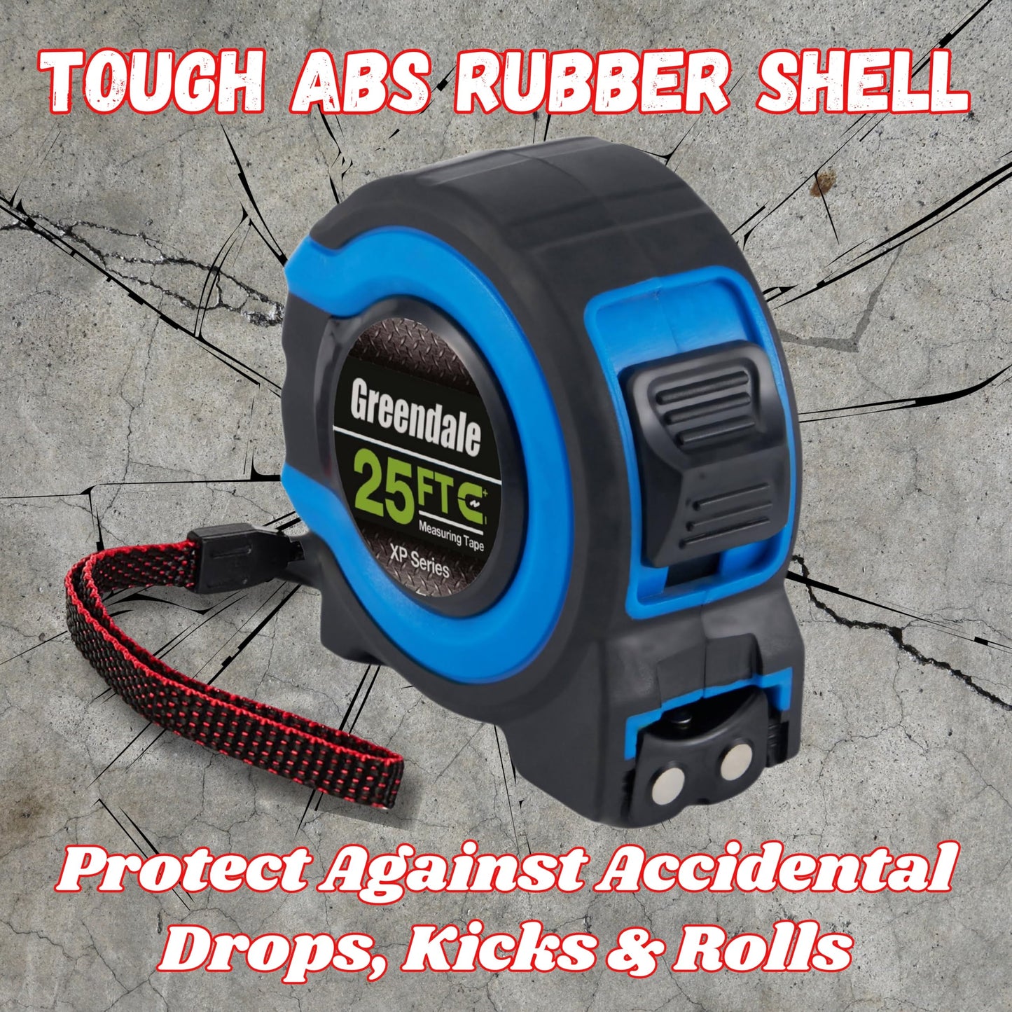 Greendale – 3 Pack Tape Measures 25 ft – Easy-Read Fractions, Magnetic Tip, Quick-Lock & Auto-Retract – Heavy-Duty Measuring Tape with Belt Clip – Blue