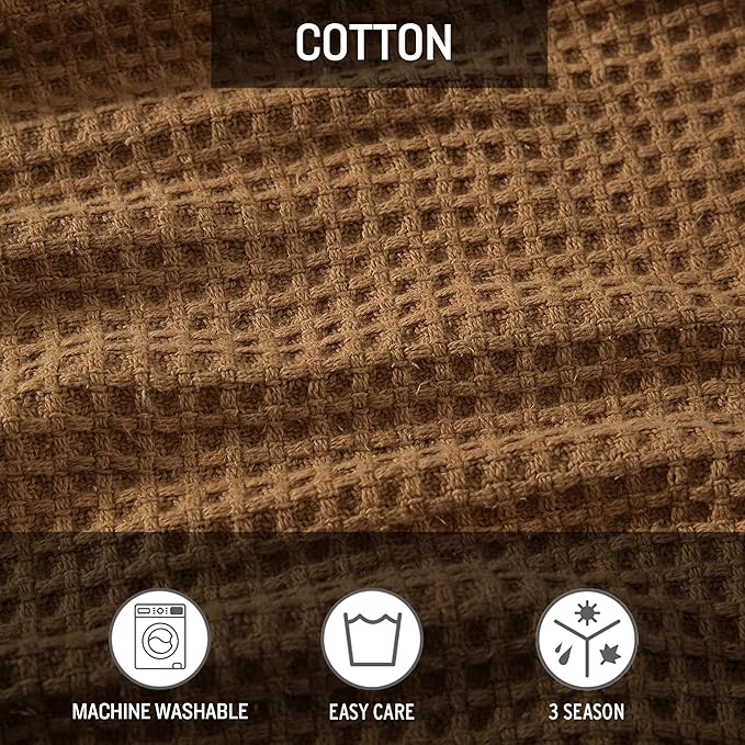 Eddie Bauer Blanket Soft Waffle Weave Bedding, Medium Weight Bedroom Decor, Softens Every Wash, King, Brown