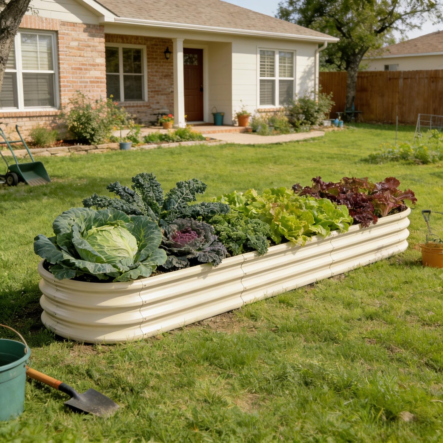 Annoell Galvanized Raised Garden Bed 10x2x1 ft, 12" Tall Metal Planter Box for Outdoor Plants Vegetable Herb, Modular Raised Flower Bed with Rust Resistant Coating Long Planter - Moss Green