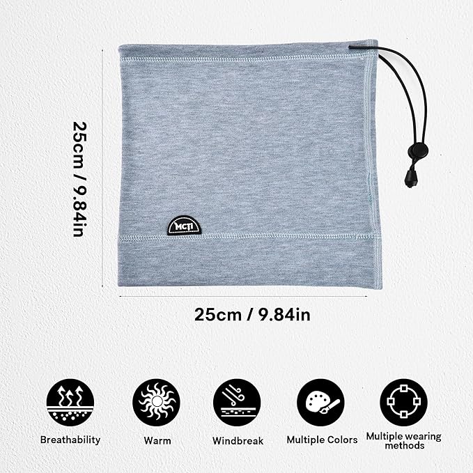 MCTi Neck Gaiter Warmer Winter Fleece Scarves Beanie Hat for Skiing Cycling Elastic Closure
