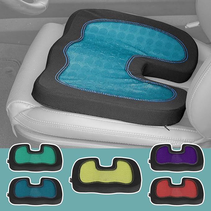 FH Group Universal Fit Memory Foam Seat Cushion for Anywhere - Tailbone Cushion - Coccyx Cushion for Car, Work, and Home Yellow