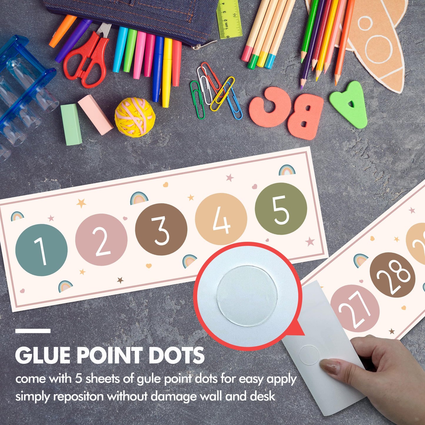 29 Pieces Number Line for Classroom Wall -20 to 120 Number Line Bulletin Board Border Boho Rainbow Classroom Decorations Math Posters for Teachers