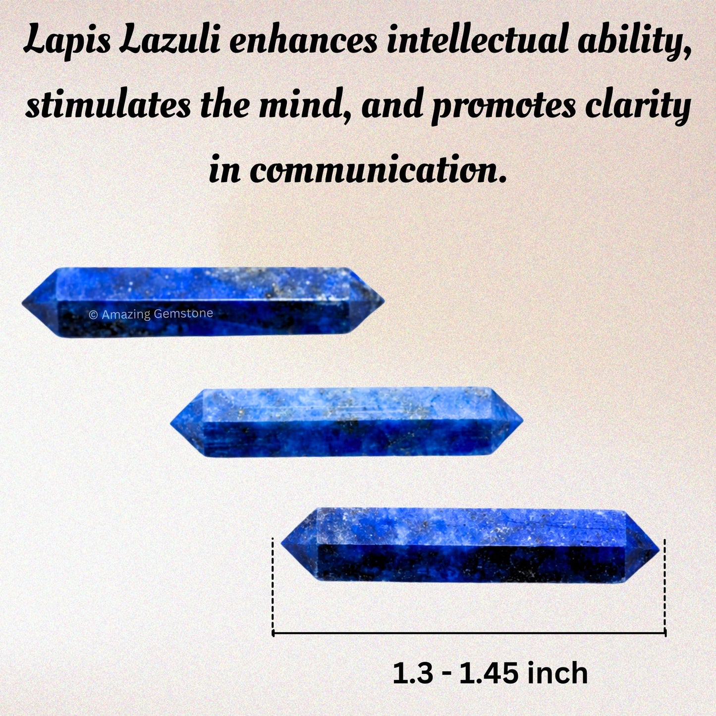 Amazing Gemstone Lapis Lazuli Crystal Points Bulk Healing Crystals & Stones - Pack of 3 Double Terminated Healing Wand Point Bulk Crystals for Crafts, Crystal Grid, DIY Work - Premium Crystals