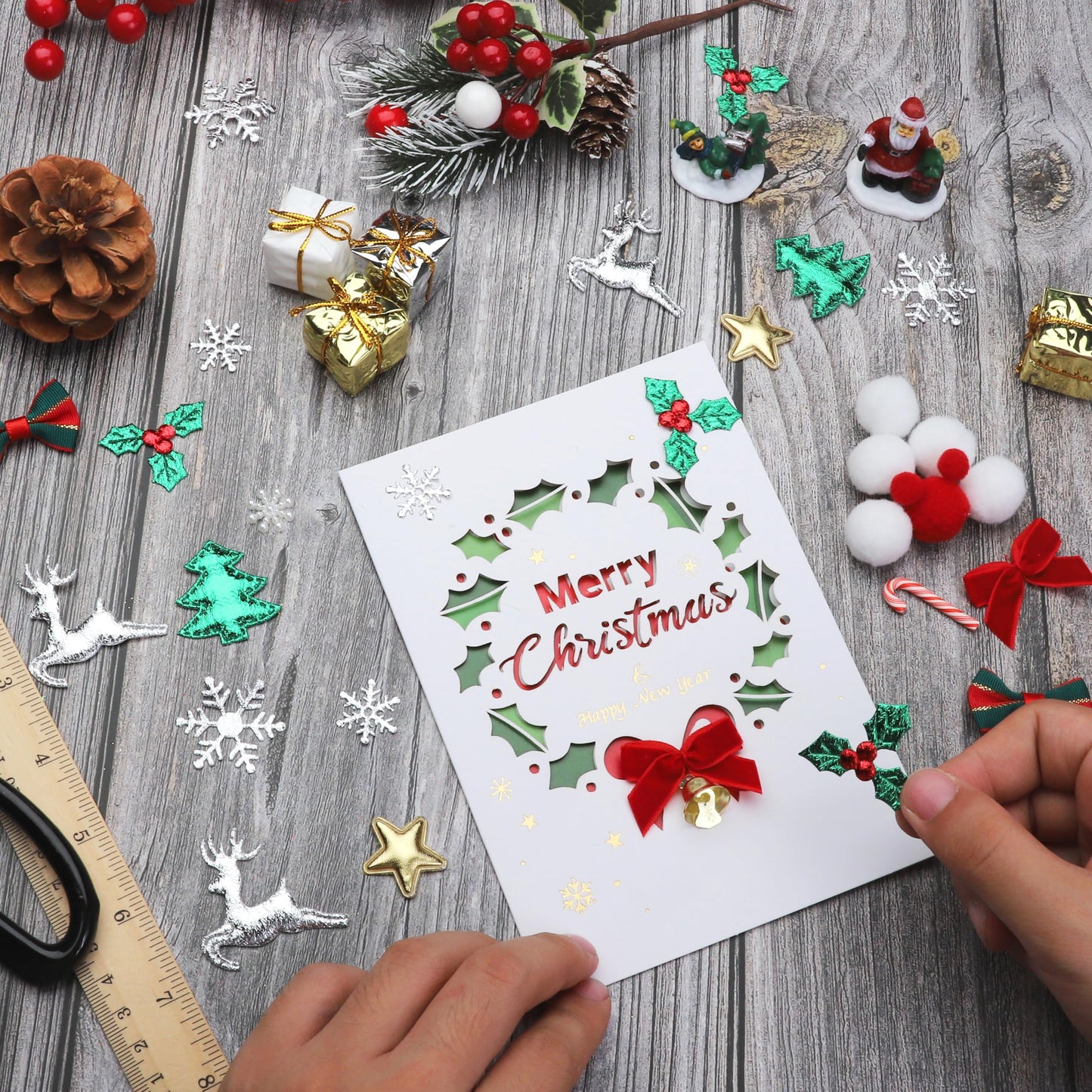 150 Pcs Christmas Decorations Embellishments, Miniature/Mini Ornaments for DIY Crafts Scrapbook(15 Styles)