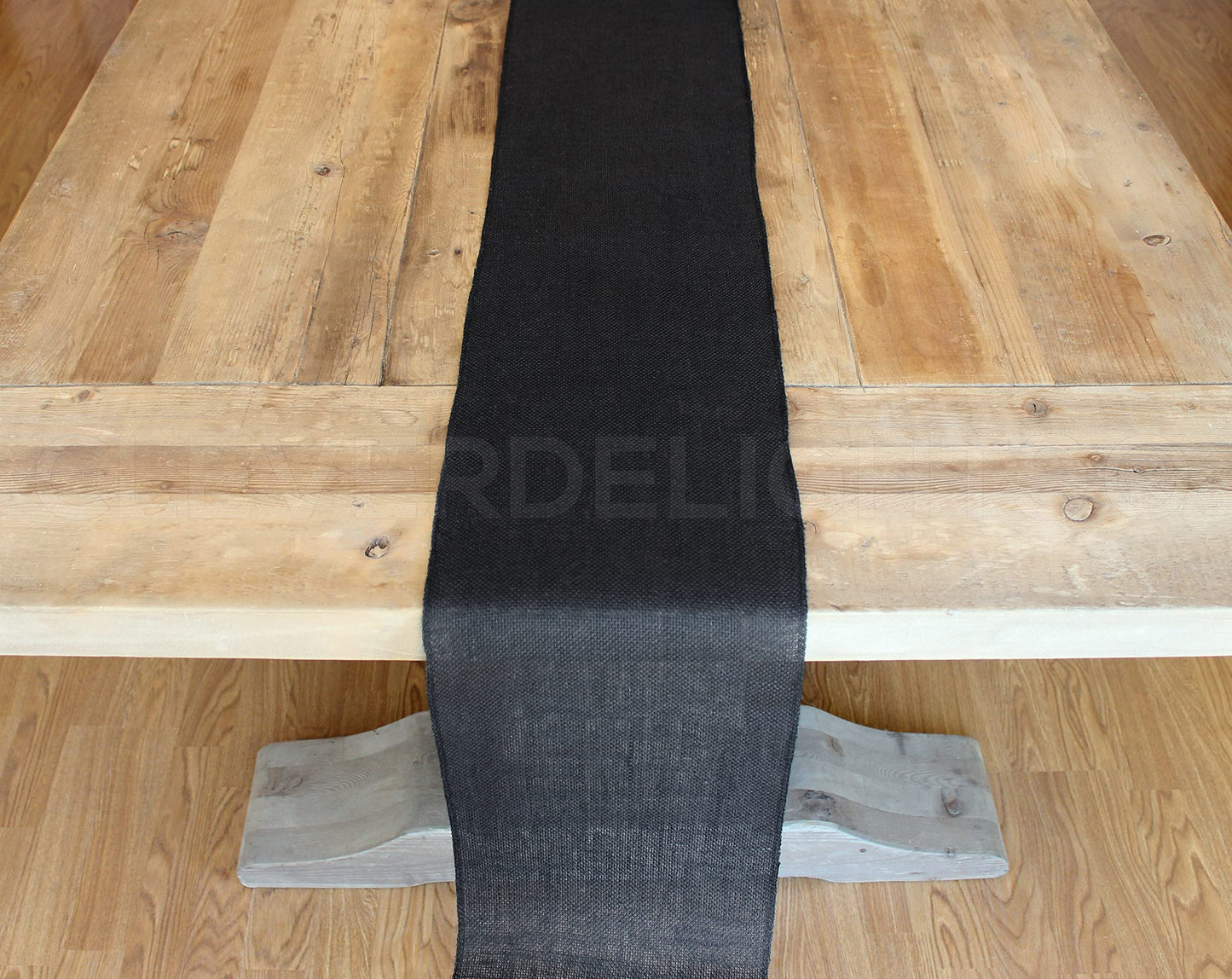 CleverDelights 9" Black Burlap Roll - Finished Edges - 5 Yards - Jute Burlap Fabric