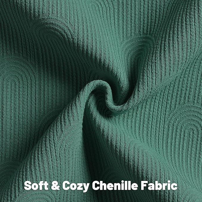 FUTEI Teal Chenille Decorative Throw Pillow Covers 26x26 Inch Set of 2,Soft Cozy Striped Geometric Patterns Euro Pillow Shams,Modern Home Decor for Couch Bed Living Room