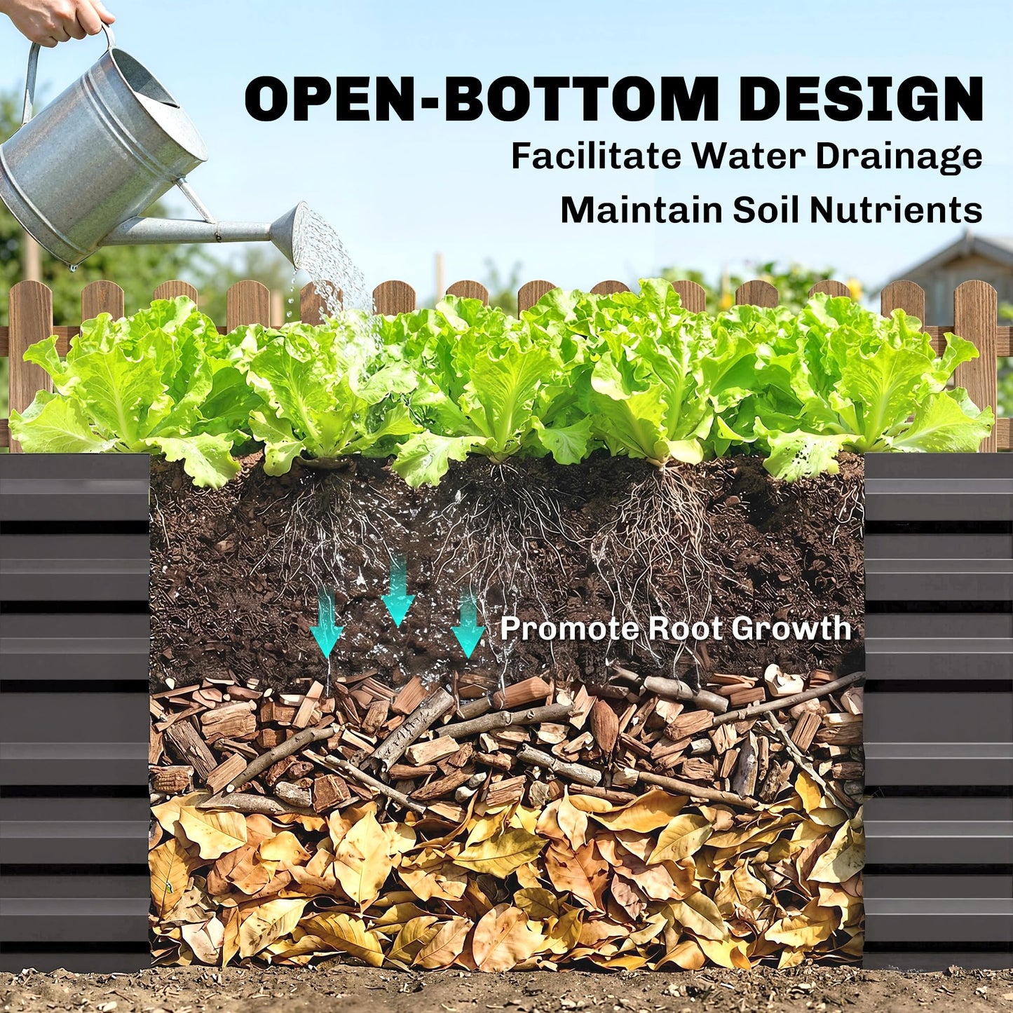 Outsunny Galvanized Raised Garden Bed Kit with Reinforcing Bars, Large and Tall Metal Planter Box for Vegetables, Flowers and Herbs, 6' x 3' x 2', Dark Gray