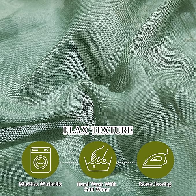 NICETOWN Olive Green Curtains Linen Sheer Texture for Living Room, Grommet Semi Sheer Linen Blend Vertical Drapes Privacy with Light Filter for Garden/Living Room, W52 x L90, 2 Panels