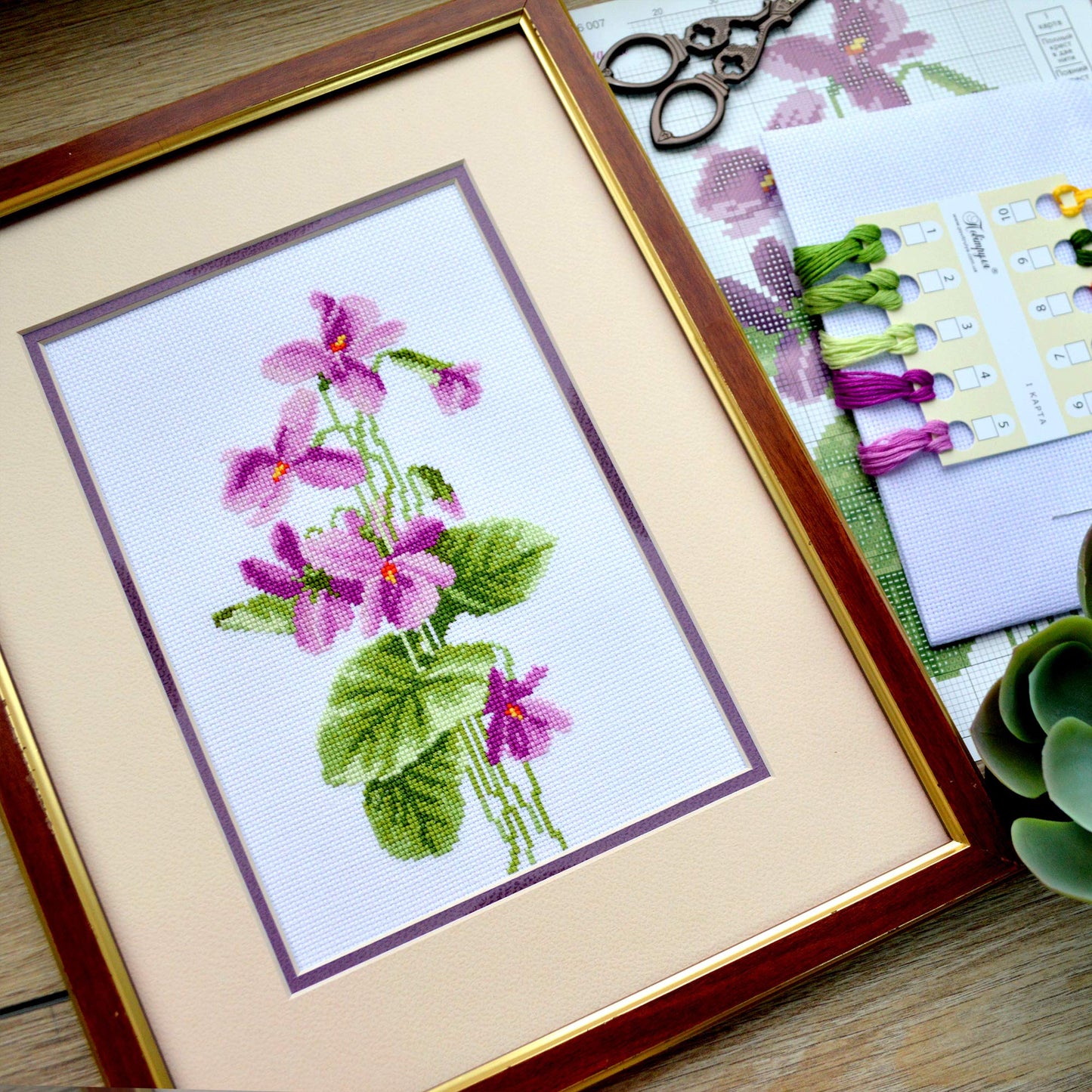 Povitrulya DIY Hand Embroidery Kit “Violets” with Lilac Flower Pattern for Wall Decor | Handmade Graduation, Anniversary, Retirement Gift