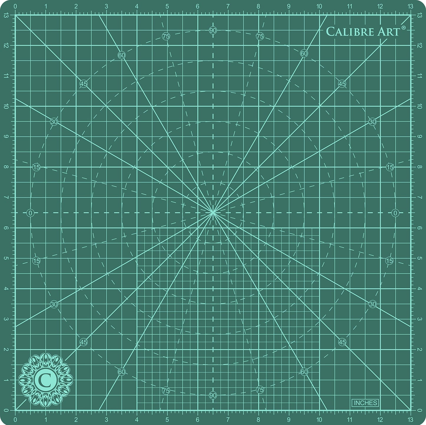 Calibre Art Rotating Self Healing Cutting Mat 14x14 (13" Grid), Perfect for Quilting & Art Projects