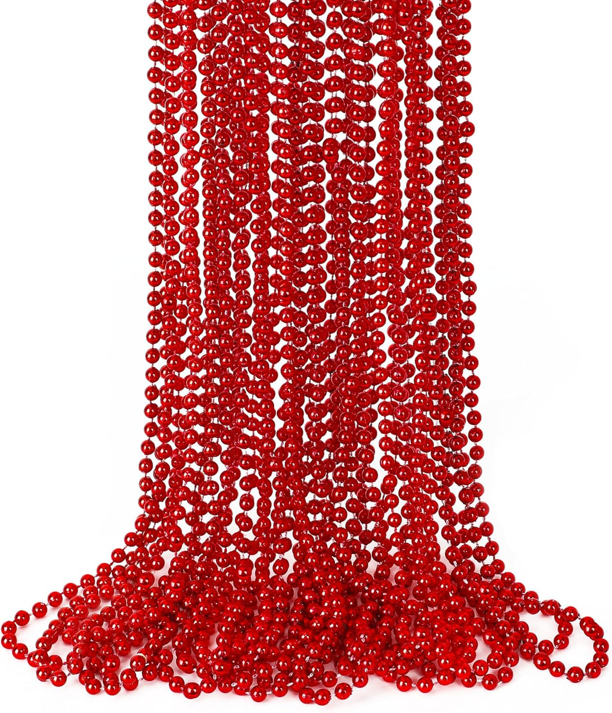 15PCS Red Bead Necklace, Valentines Stuff Beads Necklace Party Favors, 33" Beaded Necklaces Festival Parade Throw Accessories, Wedding Birthday Mardi Gras Christmas Celebrations Decorations