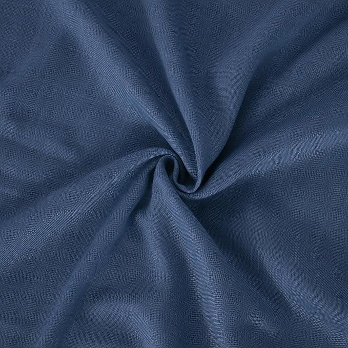 BGment Navy Blue Linen Curtains 54 Inch Length for Short Living Room, Semi Sheer Window Drapes Light Filtering for Bedroom Dining Decor Lightweight with Rod Pocket, 2 Panels Set, Each 42 Inch Wide