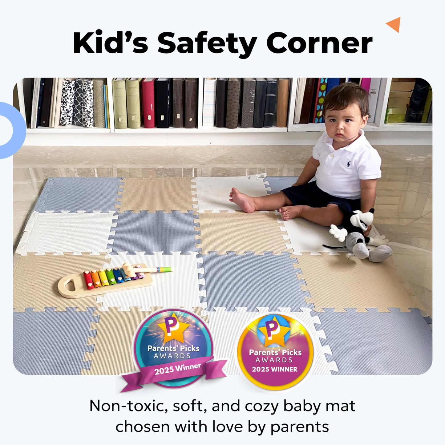 MioTetto Baby Play Mat, Soft Foam Floor Tiles for Kids. Adjustable Interlocking Foam Tiles, Fits with 50x50 Playpen Baby mat for Crawling & Development, Safe & Non-Toxic Playmat for Babies 6-12 Months