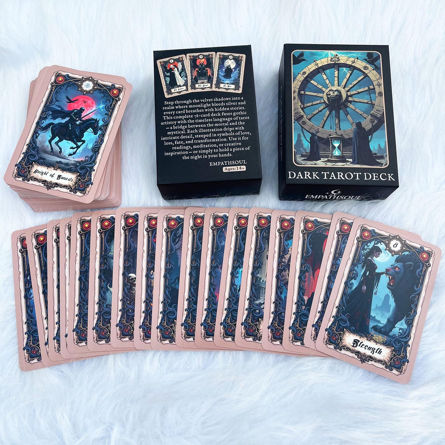 Unique Dark Gothic Tarot Deck, Tarot Cards for Beginners, Dark Fantasy Style Deck, Witch Divination Tool, Fortune Telling Tarot Learning Decks