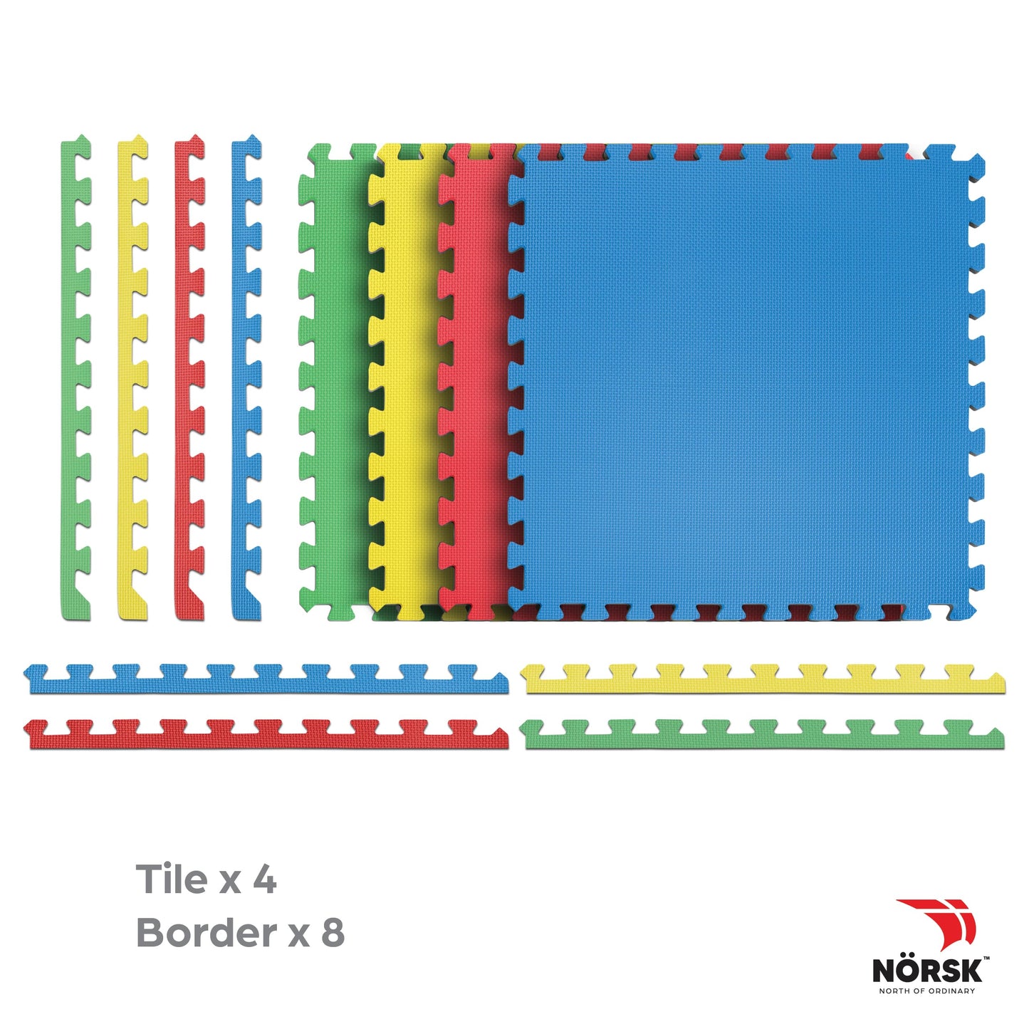 Norsk Reversible Kids Puzzle Play Mats 1/2" Thick EVA Interlocking Foam Tiles (Multicolor/Black 40 Tiles - 160 sq. Ft. 1/2" Thick)