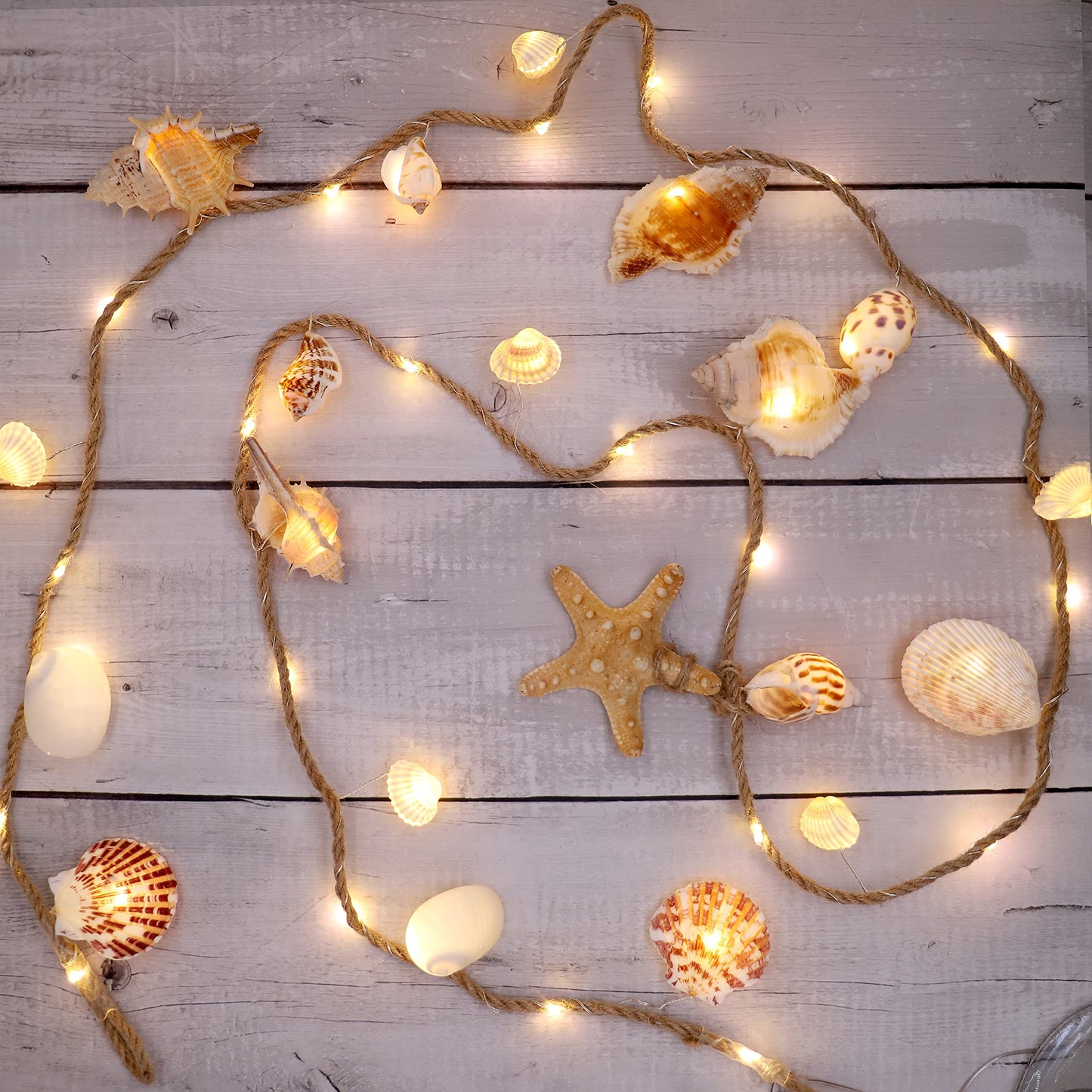 MIYA LIFE Seashell Garland Ocean Light for Beach Decor 7.2FT 39LED Battery Operated Coastal Garland Magic Conch Shell Beach Decorations for Home Coconut Girl Room Decor