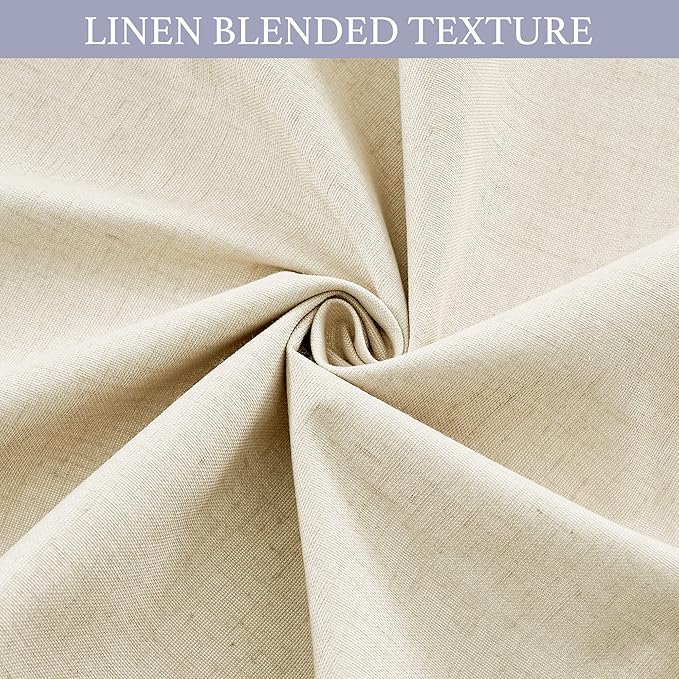 RYB HOME 100% Blackout Curtains for Small Window, Linen Textured Blend Insulating Privacy French Door Curtains Tie Up Shades for Kitchen Storage Cabinet Basement, W 34 x L 40, Beige, 1 Panel
